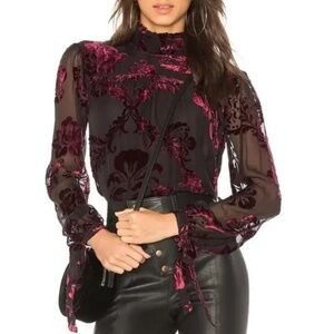 LPA BURGUNDY VELVET BLOUSE - Small